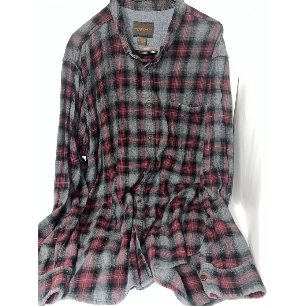 Northwest Territory mens plaid shirt Red And Gray 2XL Button Down
